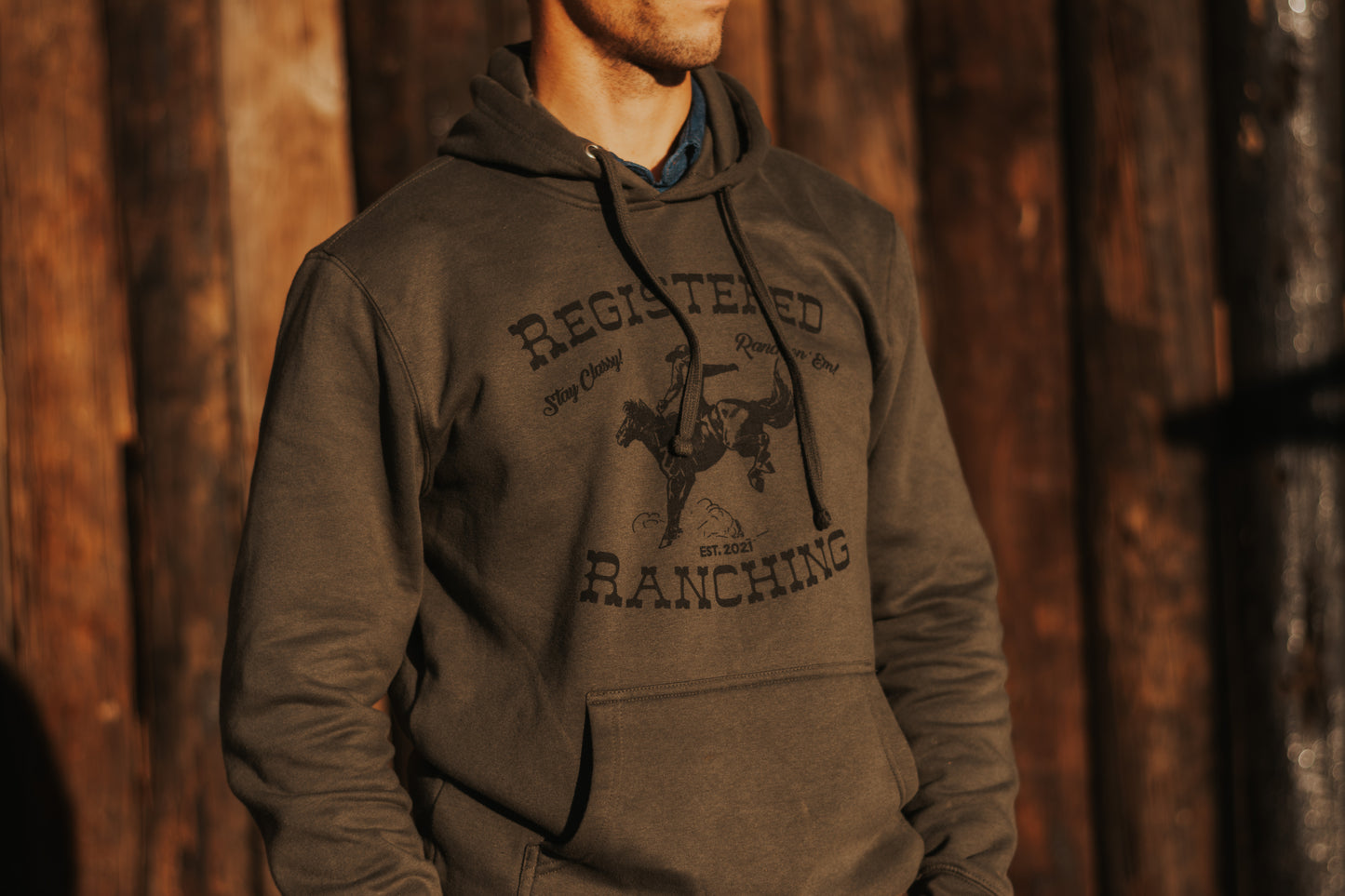 Olive Green Bucking Horse Hoodie