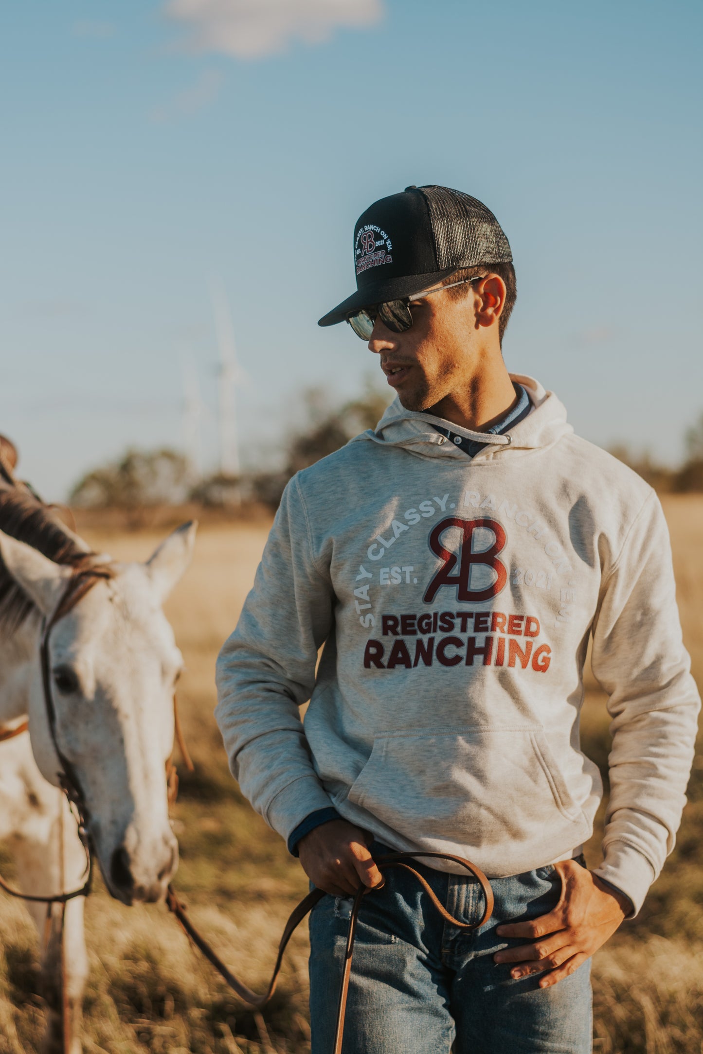 Heather White Registered Ranching Hoodie