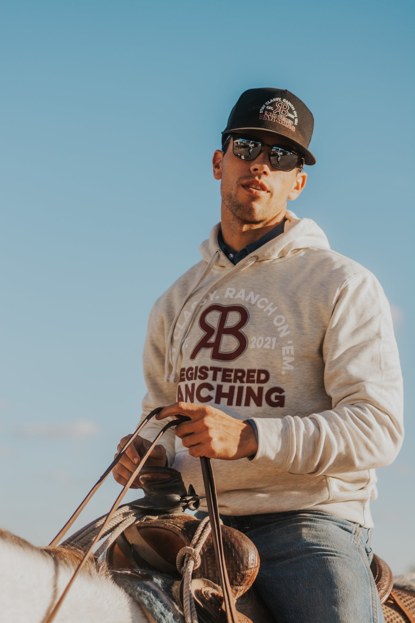 Heather White Registered Ranching Hoodie
