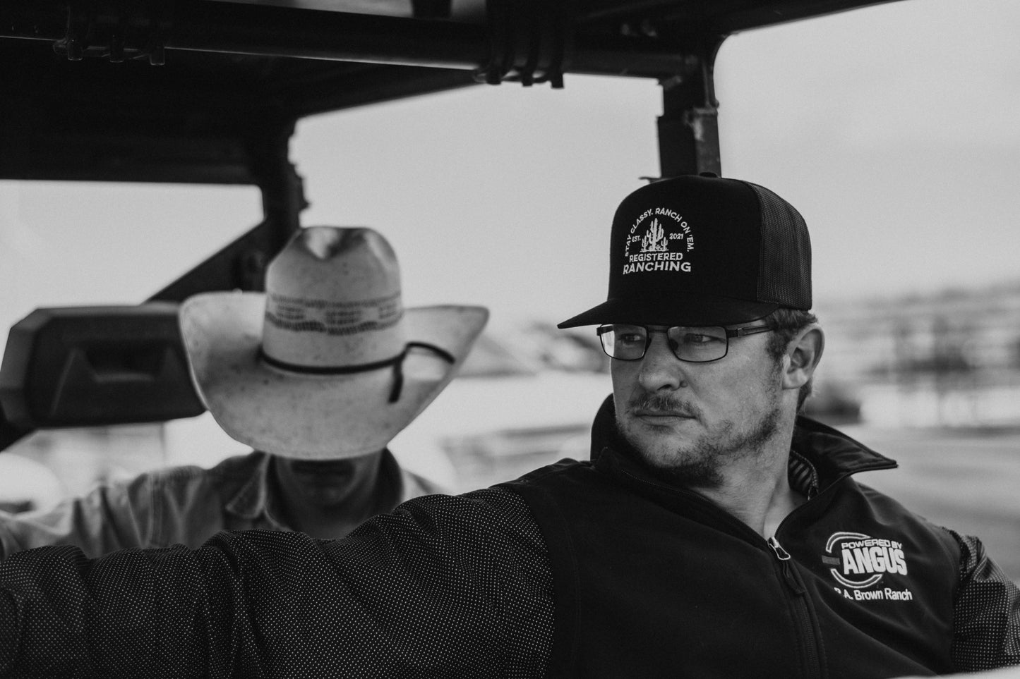 Black Registered Ranching Cactus Flat Bill Cap