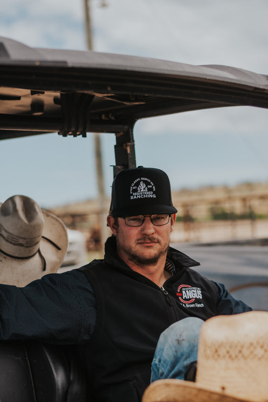 Black Registered Ranching Cactus Flat Bill Cap