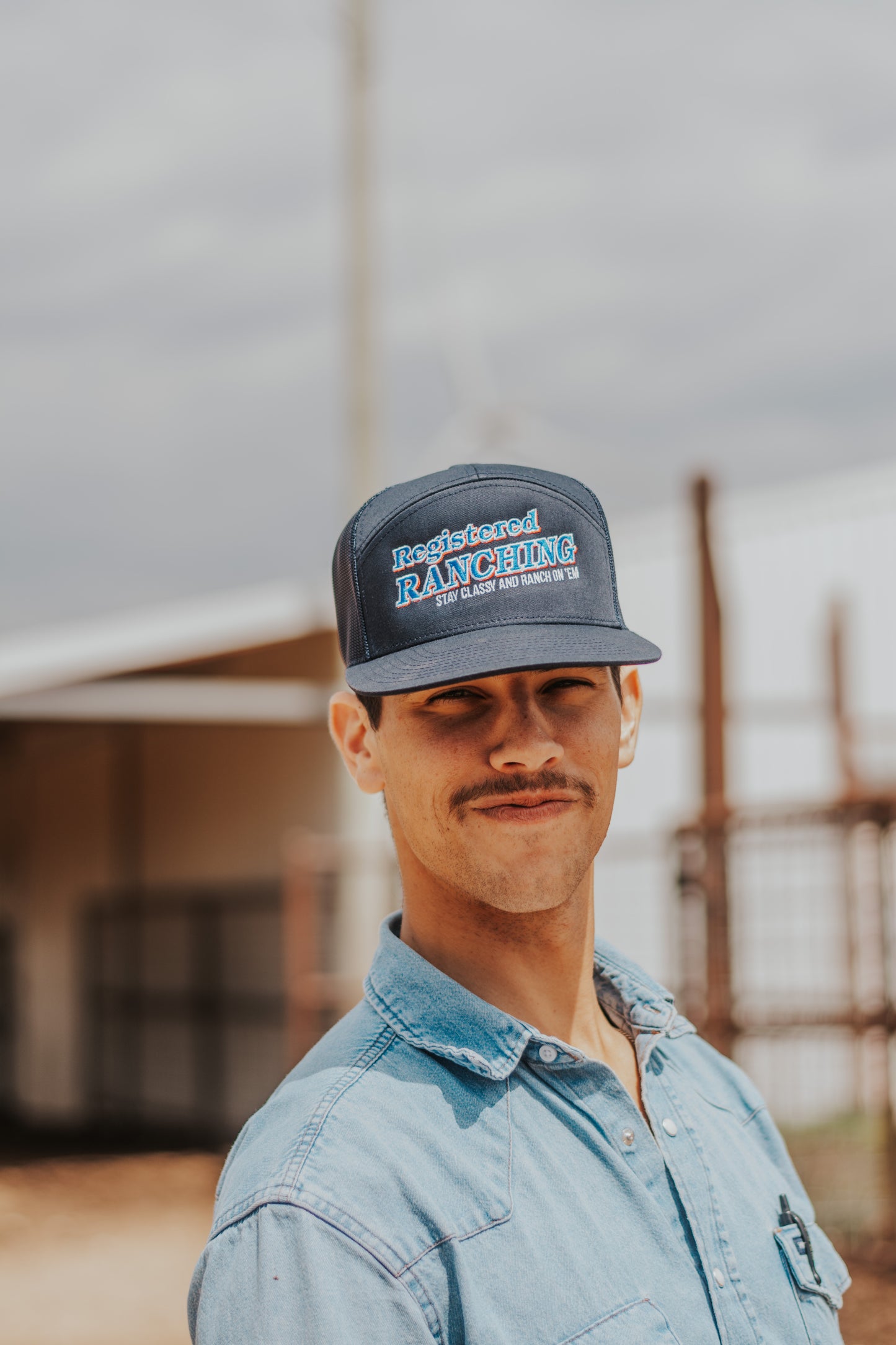 Navy Registered Ranching Flat Bill
